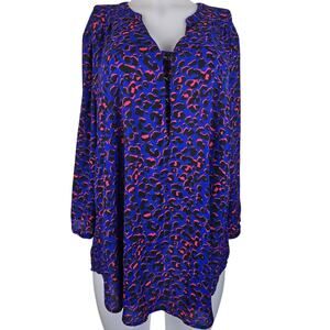 Torrid  Black Royal Blue Pink Black Animal Style Design Women's Blouse 1 - 1X